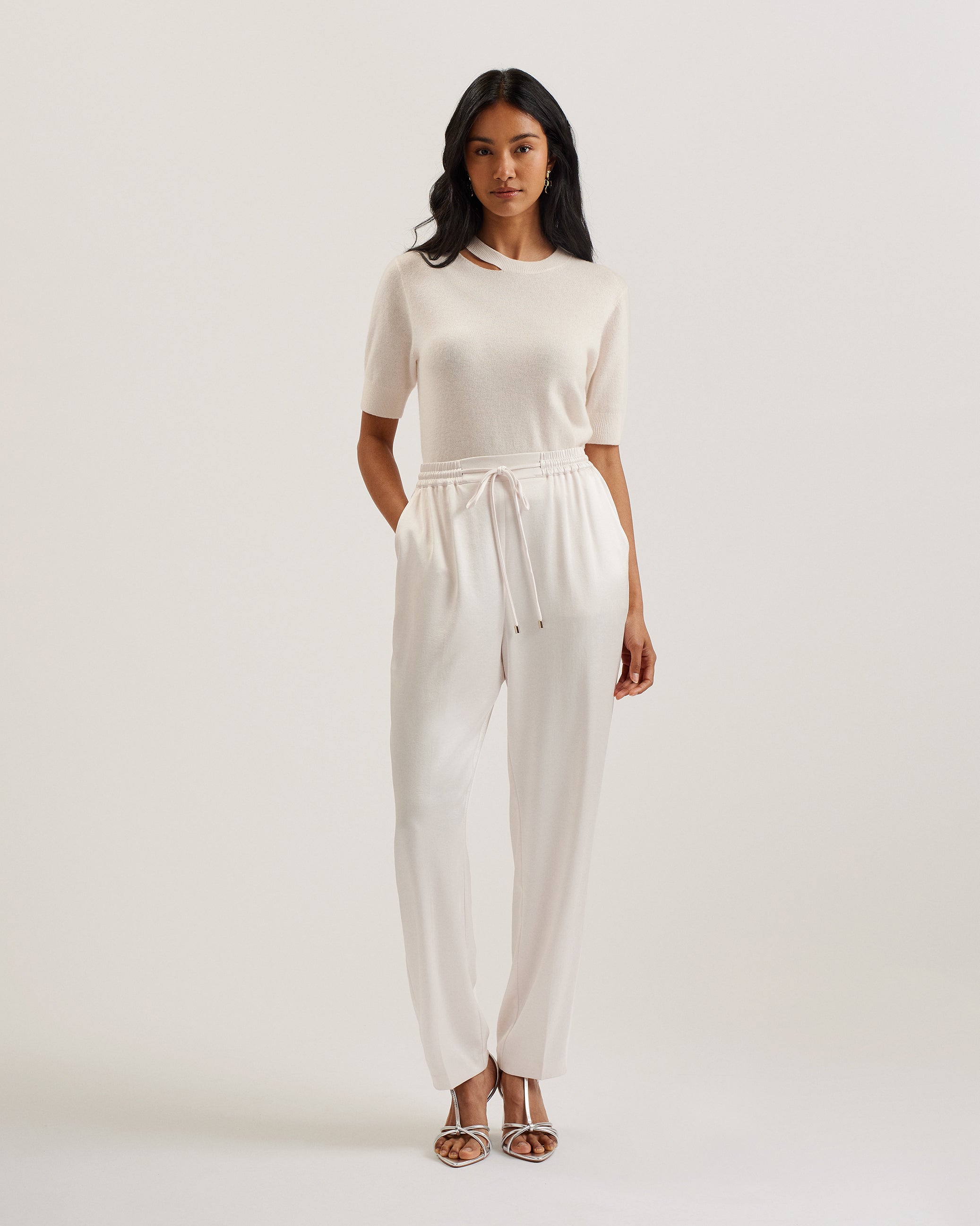 Women's Natori-Satin Slim Taper Jogger Ivory