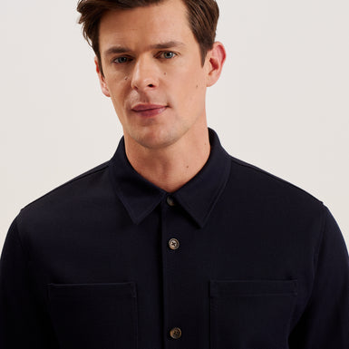 Men's Nalfans-Ls Wool Blend Twill Over Shirt Navy