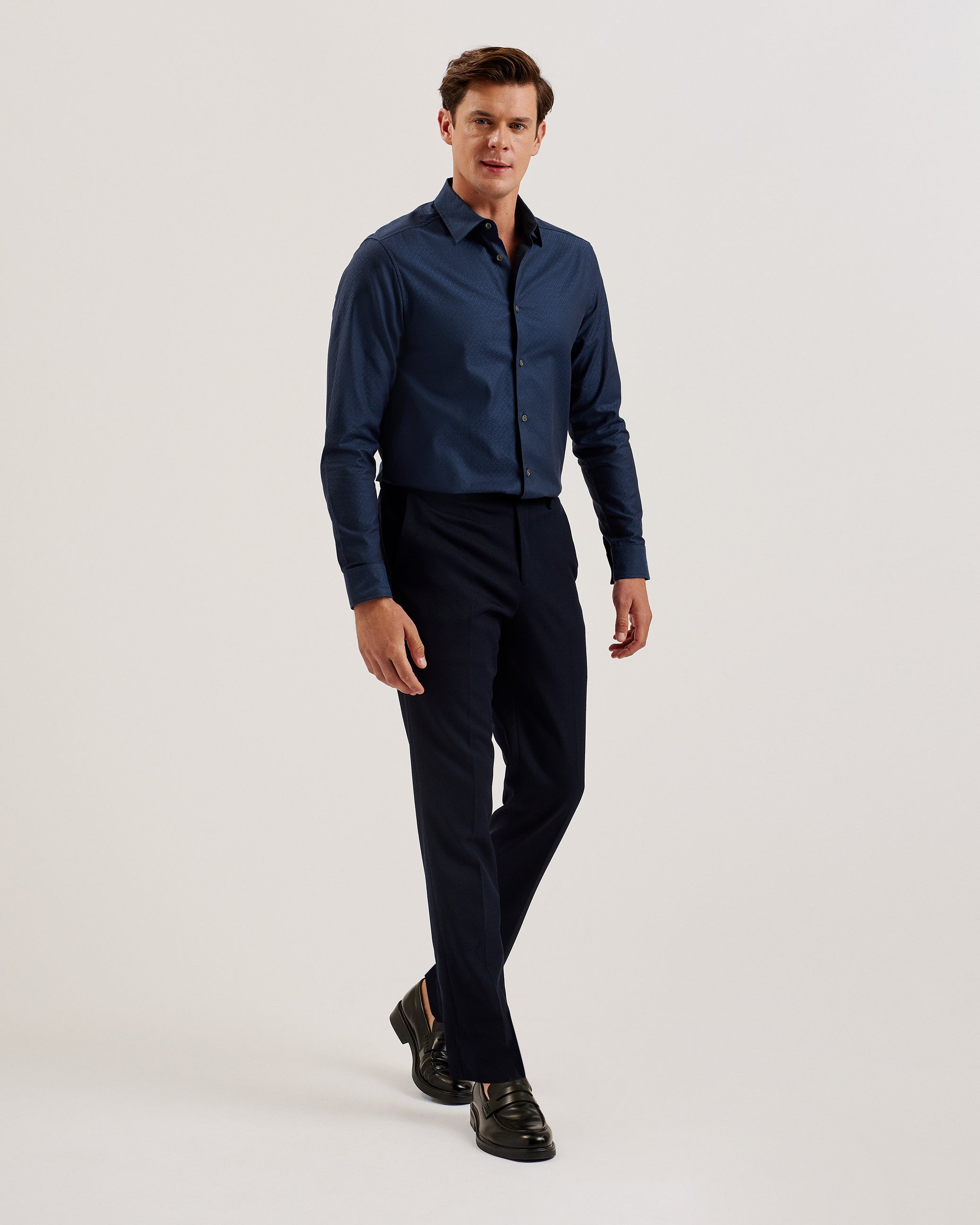 Men's Anshil-Ls Regular Jacquard Shirt Navy