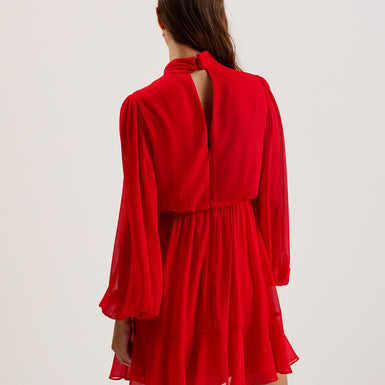 Women's Zebrina-Neck Tie Detail Long Sleeve Mini Red