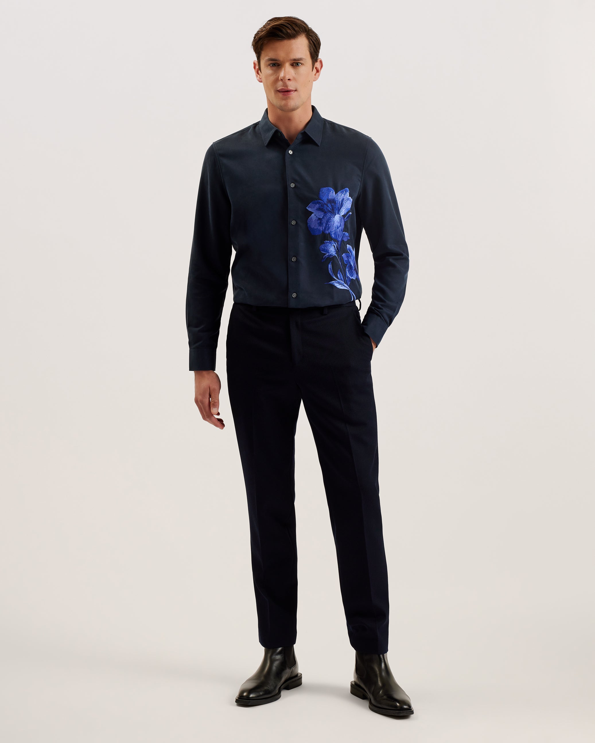 Men's Nalfant-Twill Smart Slim Tailored Trouser Navy