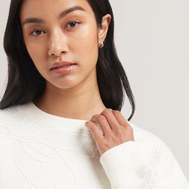 Womens JJOSIEE-Floral Embroidered Long Sleeve Sweatshirt