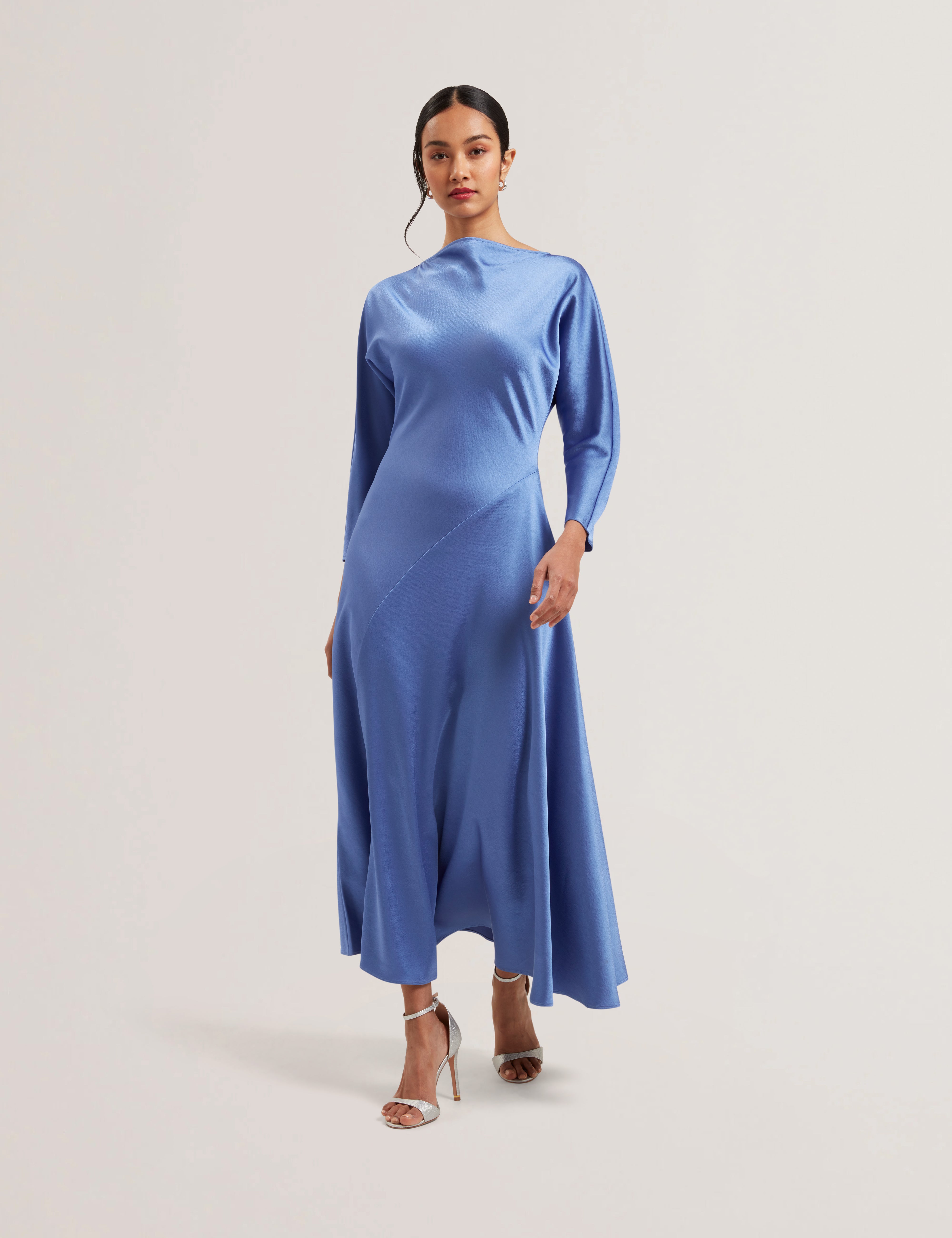 Women's MINHO-Curve Seam Detail Midi Dress Lt-Blue