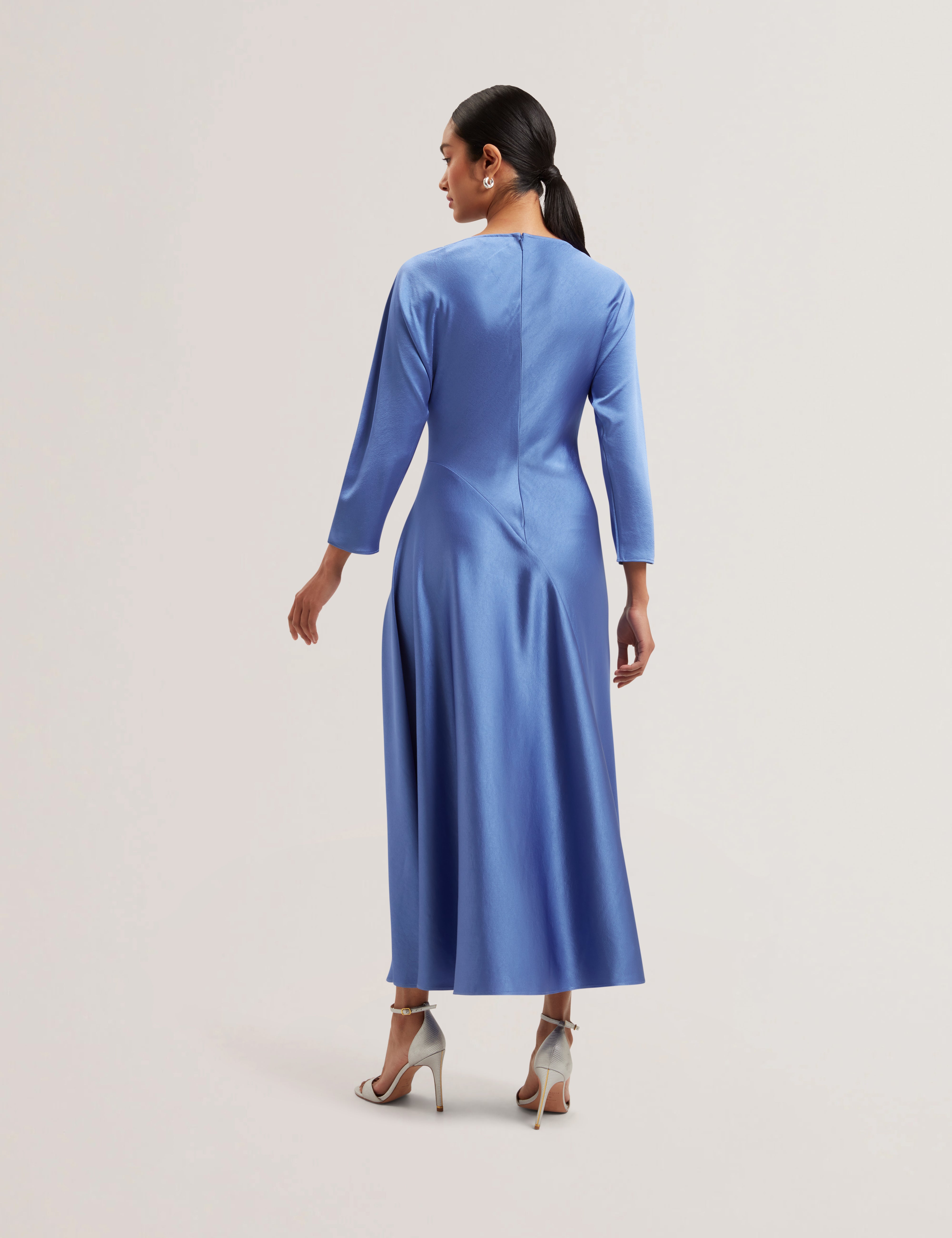 Women's MINHO-Curve Seam Detail Midi Dress Lt-Blue