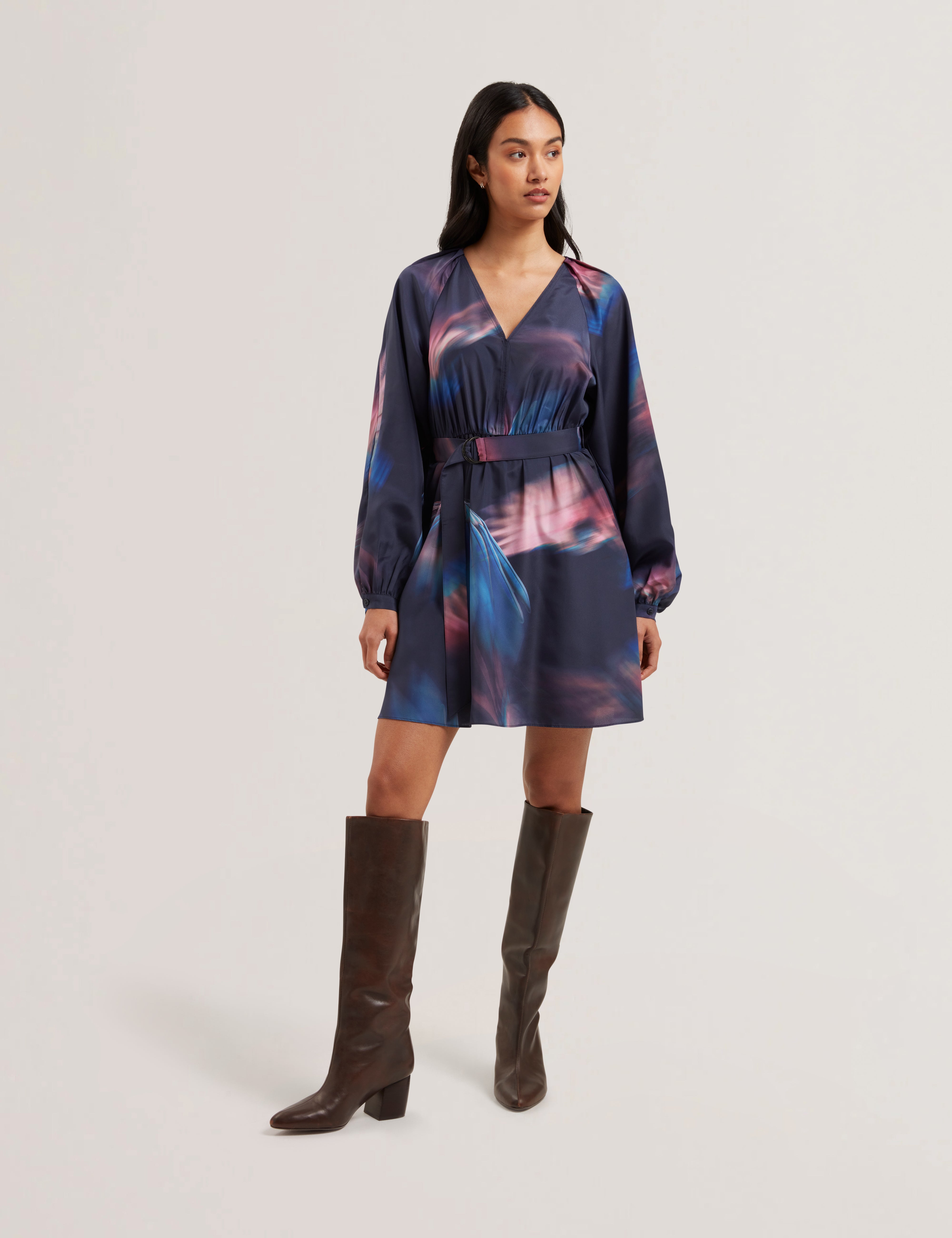 Women's ALTE-Printed Belted Mini Dress