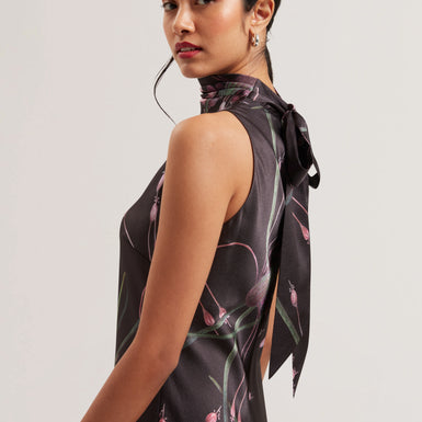 Women's Antua-Printed Cowl Neck Midi Slip Dress