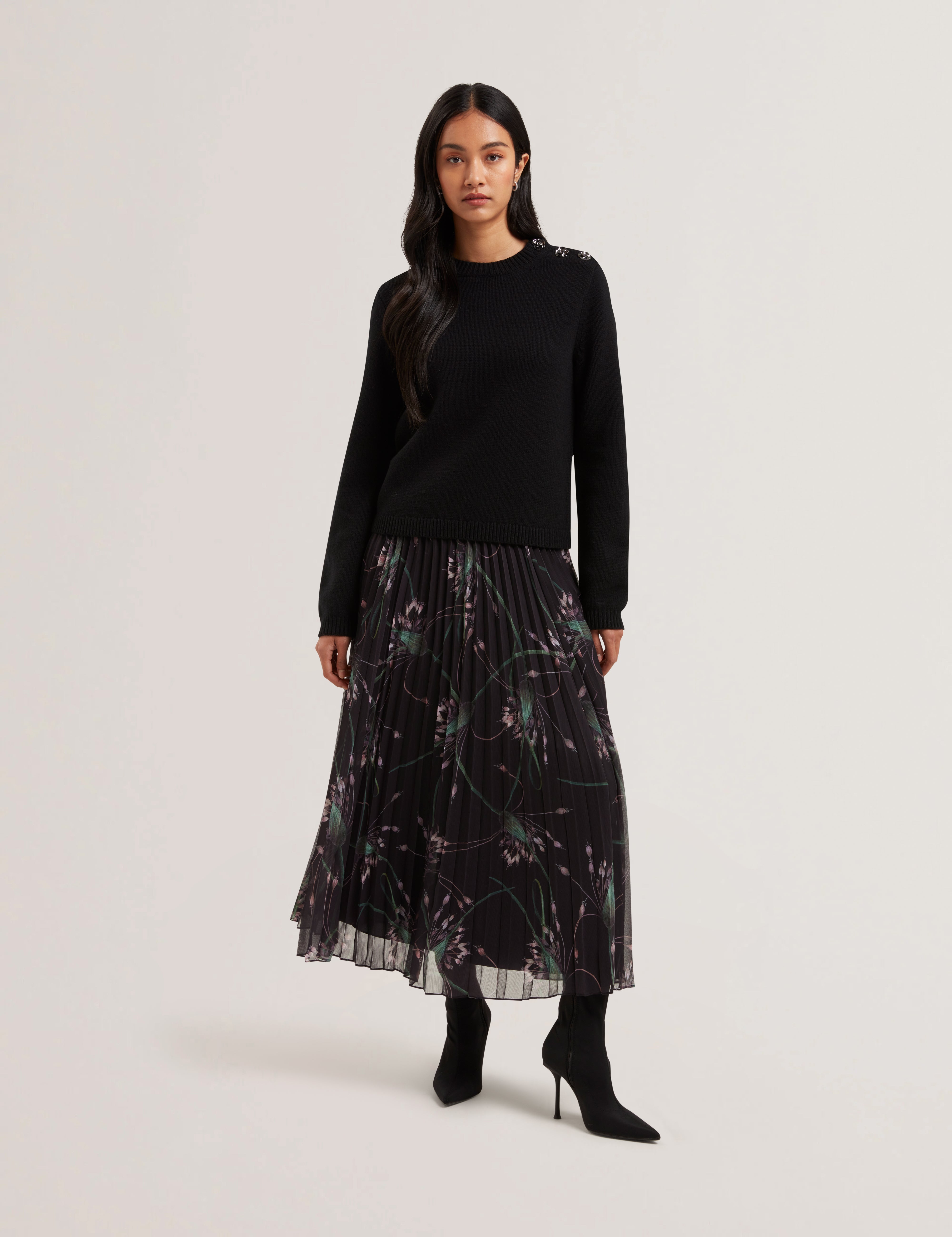 Women's Tavora-Pleated Printed Elasticated Midi Skirt
