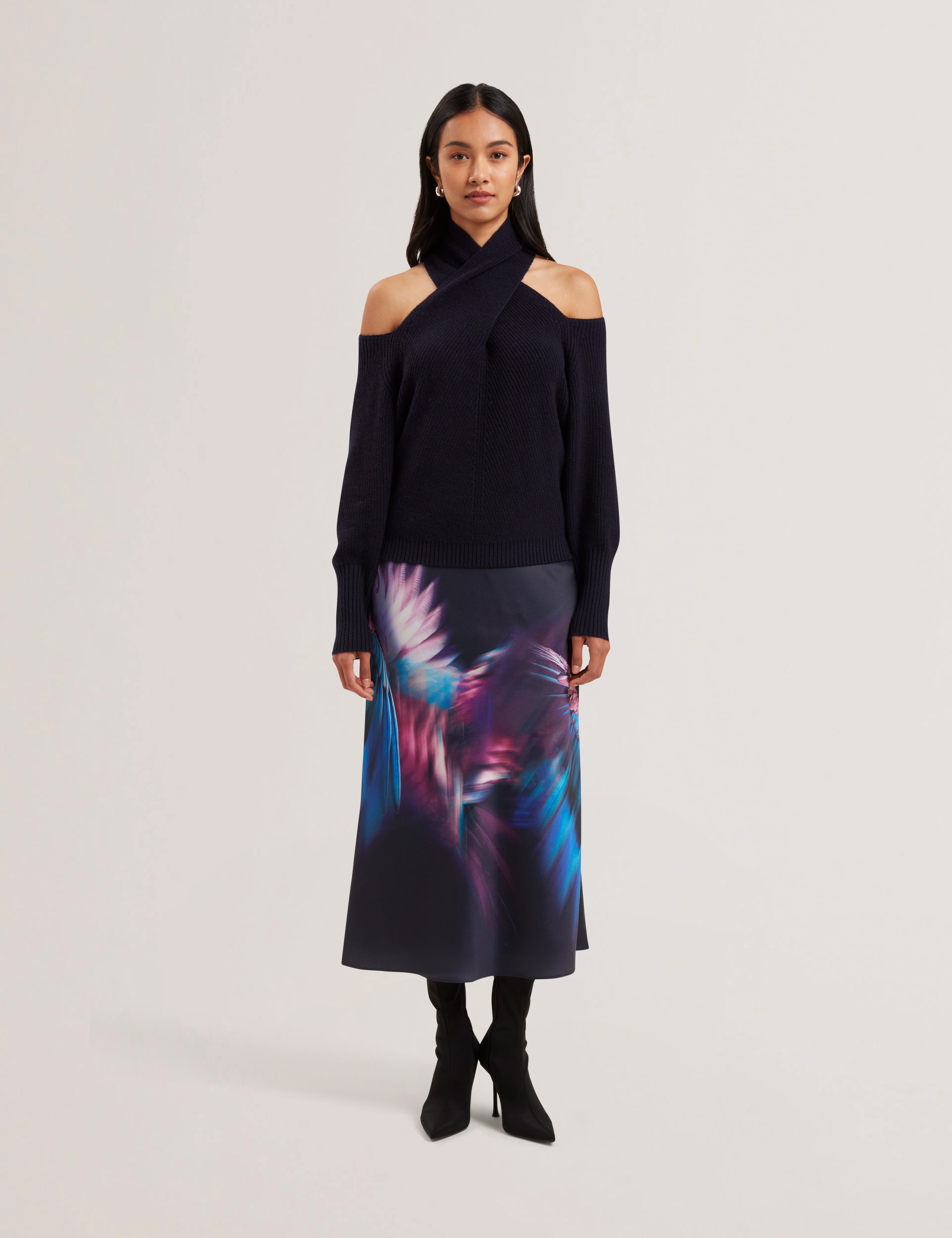Women's GILAO-Printed Midi Bias Cut Skirt
