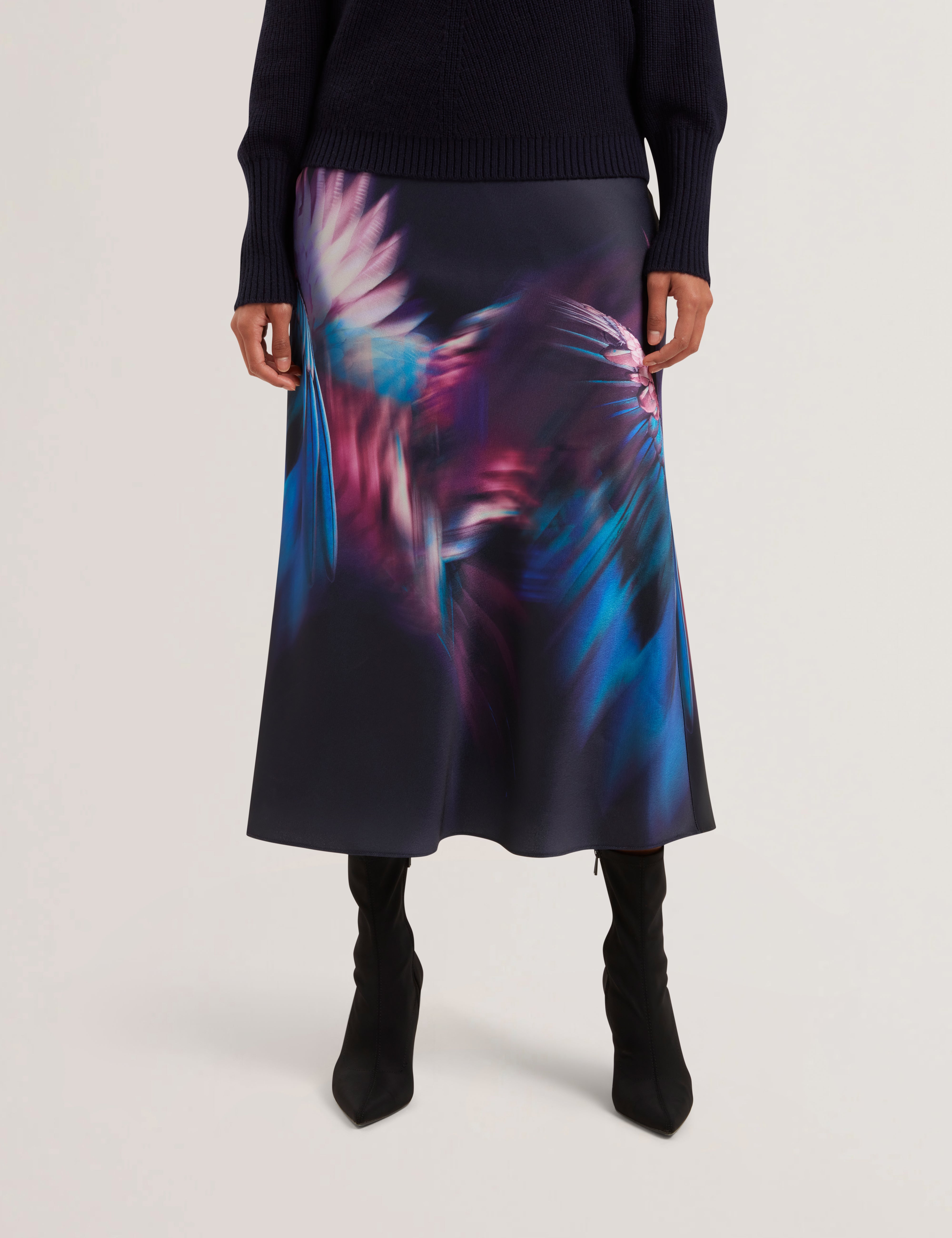 Women's GILAO-Printed Midi Bias Cut Skirt