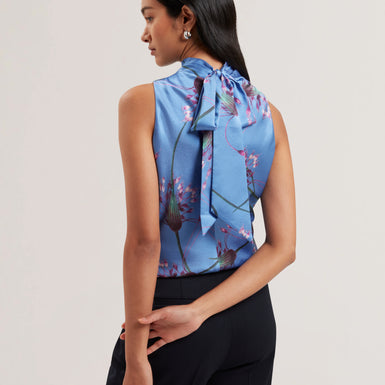 Women's VAROSA-Printed Sleeveless Cowl Neck Lt-Blue