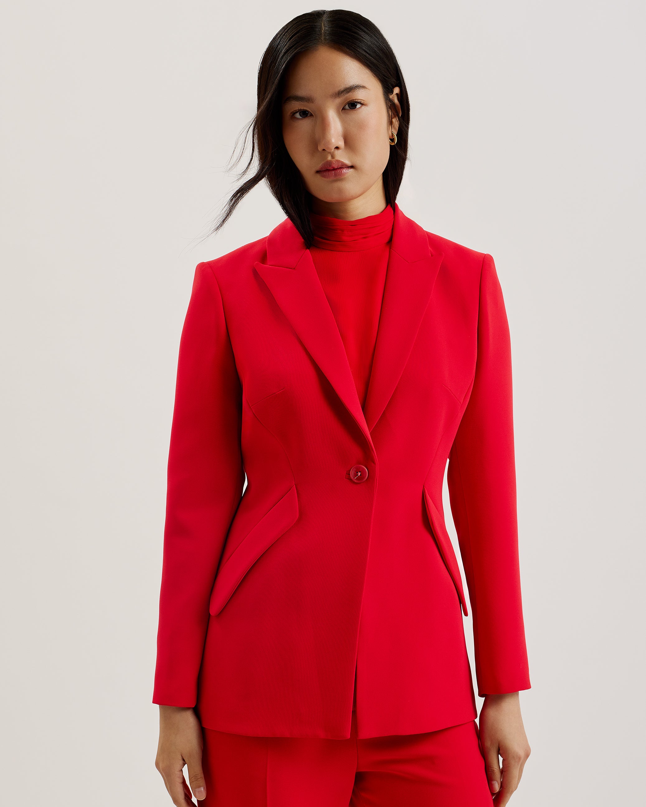 Women's Manabl-Single Breasted Tailored Blazer Red