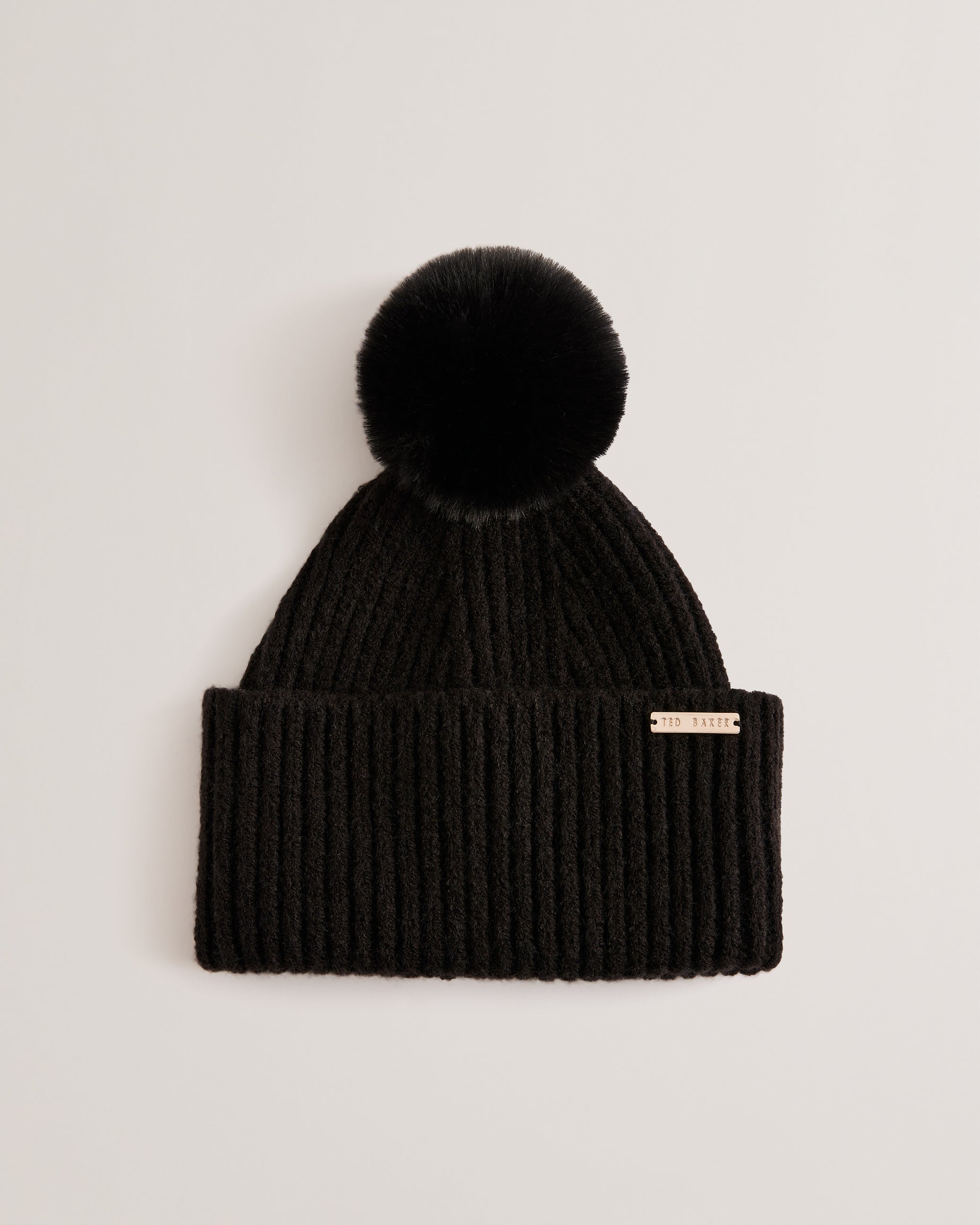 Women's Emilyya-Knitted Bobble Hat Black