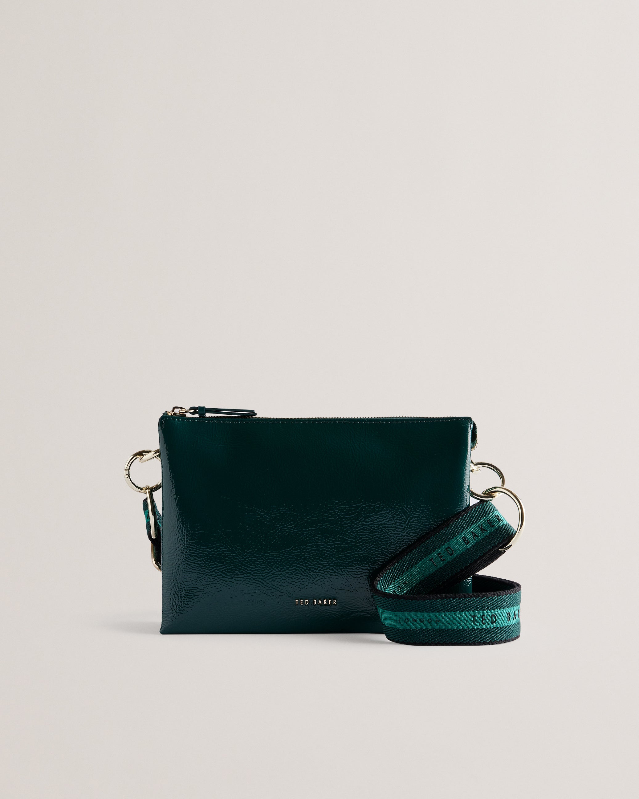 Women's Dawcey-Webbing Leather Crinkle Crossbody Mid-Green
