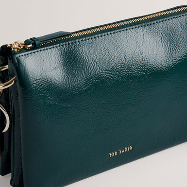 Women's Dawcey-Webbing Leather Crinkle Crossbody Mid-Green