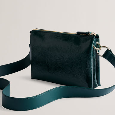 Women's Dawcey-Webbing Leather Crinkle Crossbody Mid-Green