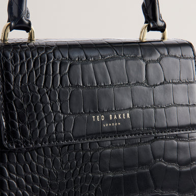 Women's Aynaya-Croc Effect Top Handle Small Bag Black