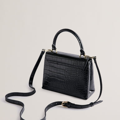Women's Aynaya-Croc Effect Top Handle Small Bag Black