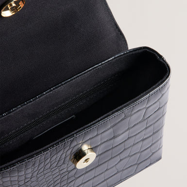 Women's Aynaya-Croc Effect Top Handle Small Bag Black