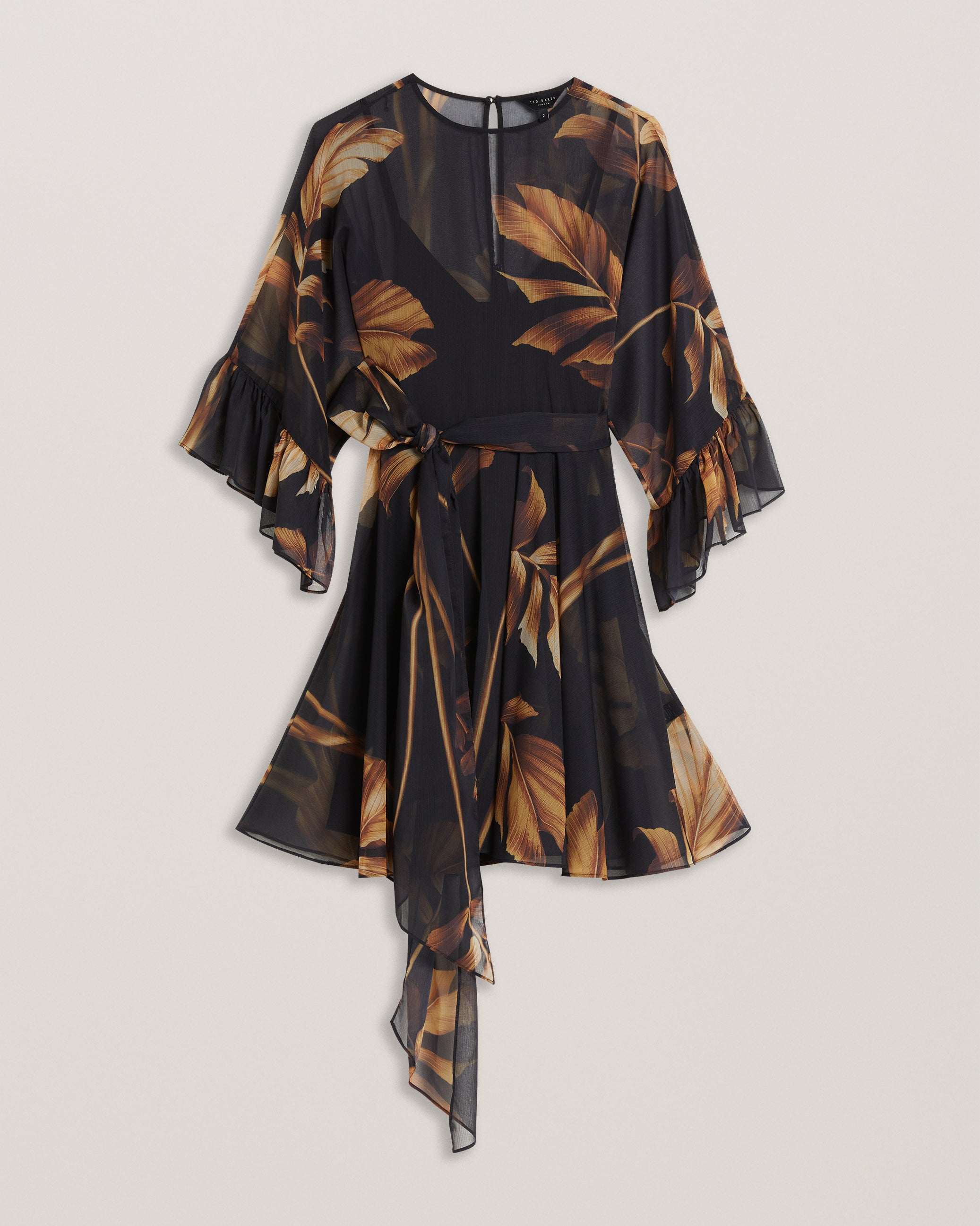 Women's Elster-Frill Detail Sleeve Sheer Mini Dress Black