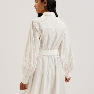 Women's Jurua-Long Sleeve Shirt Mini Dress White