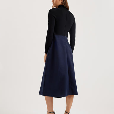 Women's Chira-Knit Bodice Dress With Wrap Skirt Black