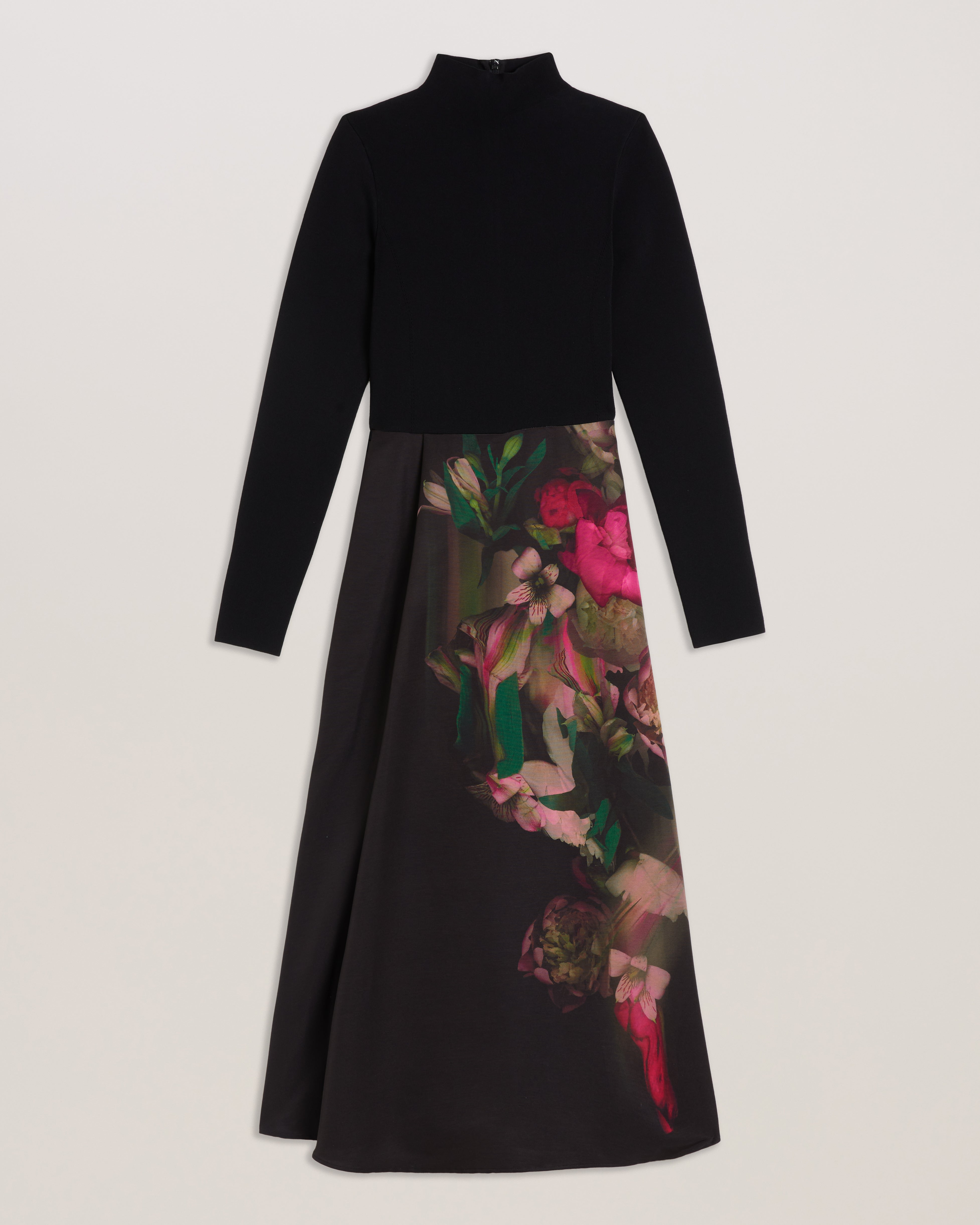 Women's Asnes-Knit Bodice Dress & Printed Wrap Skirt Black