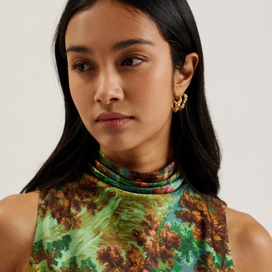 Women's Eyva-Printed Cowl Neck Midi Slip Dress Green