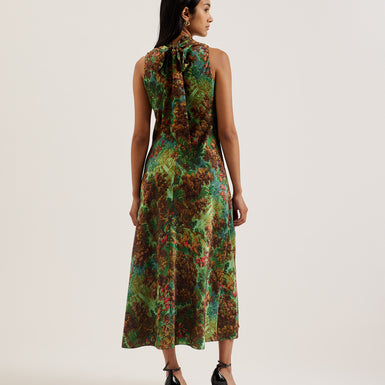 Women's Eyva-Printed Cowl Neck Midi Slip Dress Green