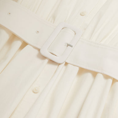 Women's Ene-Button Down Maxi Shirt Dress With Belt White