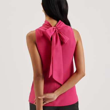 Women's Anini-Cowl Neck Sleeveless Top Fuchsia