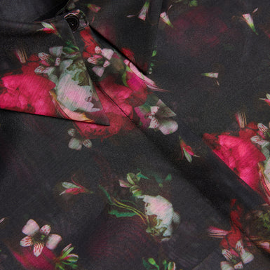 Women's Atuel-Oversized Printed Long Sleeve Shirt Black