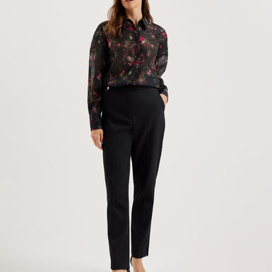 Women's Atuel-Oversized Printed Long Sleeve Shirt Black