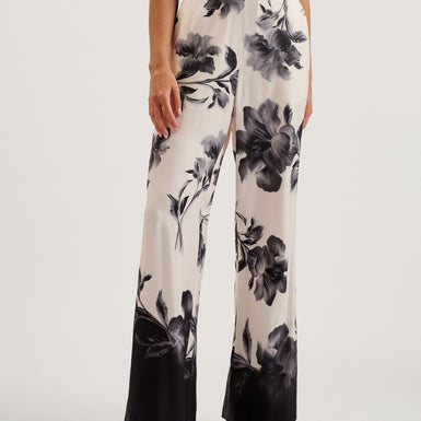 Women's Awyna-Printed High Waisted Wide Leg Trouser Black