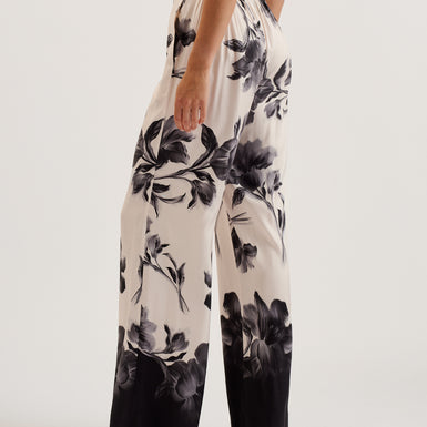 Women's Awyna-Printed High Waisted Wide Leg Trouser Black