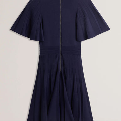 Women's ALENHA-Knitted Angel Sleeve Mini Dress Navy