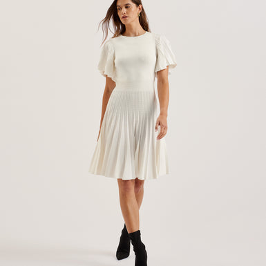 Women's Alenha-Knitted Angel Sleeve Mini Dress Ivory