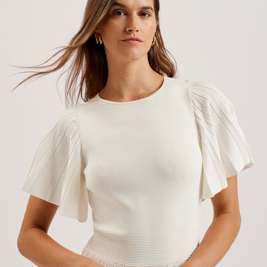 Women's Alenha-Knitted Angel Sleeve Mini Dress Ivory