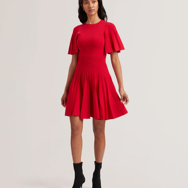 Womens ALENHA-Knitted Angel Sleeve Mini Dress