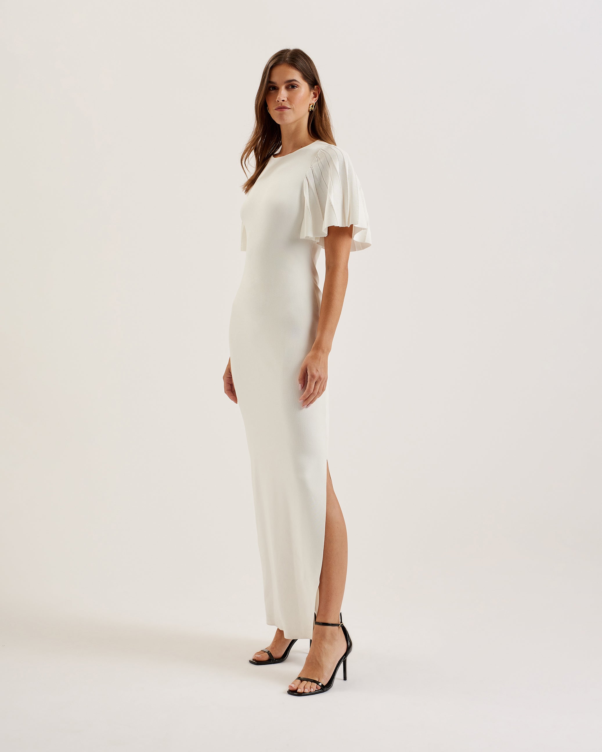 Women's Celinha-Angel Sleeve Knitted Maxi Dress Ivory