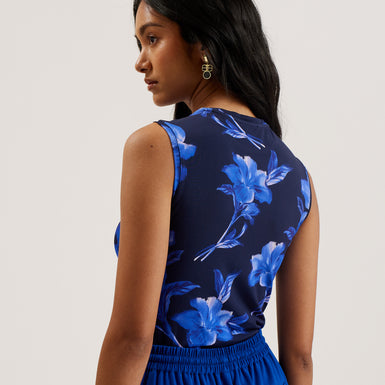 Women's Delanah-Sleeveless Printed Jersey Vest Blue