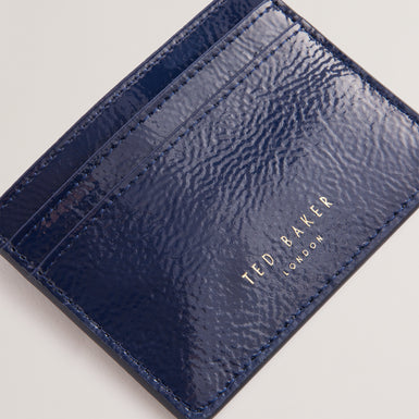 Women's Roseya-Crinkle Leather Card Holder Dk-Blue