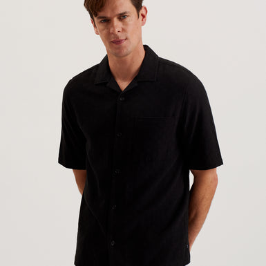 Men's Beckfor-Ss Oversized Textured Check Shirt Black