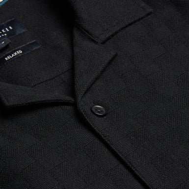 Men's Beckfor-Ss Oversized Textured Check Shirt Black
