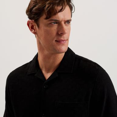 Men's Beckfor-Ss Oversized Textured Check Shirt Black