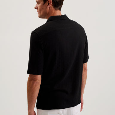 Men's Beckfor-Ss Oversized Textured Check Shirt Black