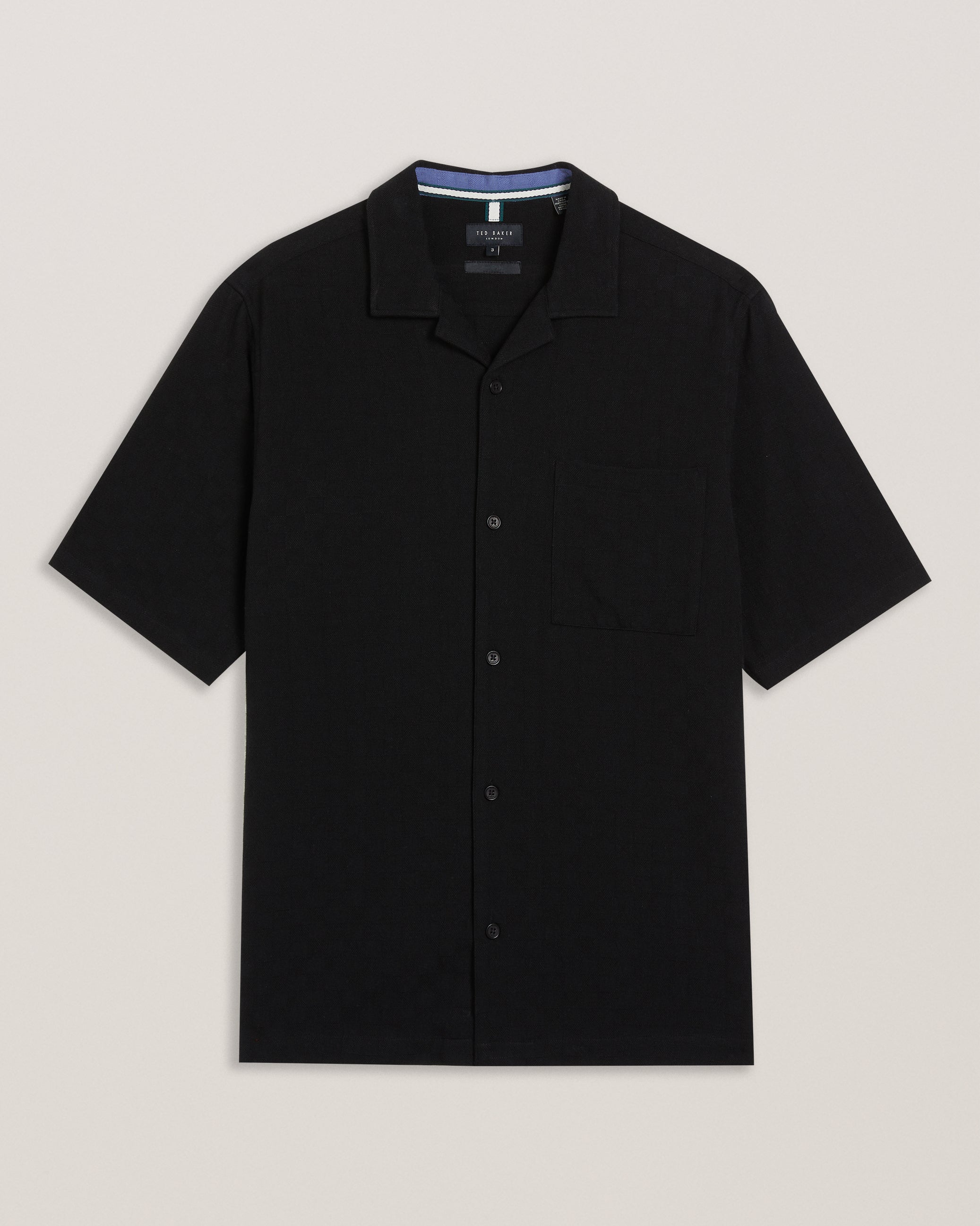 Men's Beckfor-Ss Oversized Textured Check Shirt Black