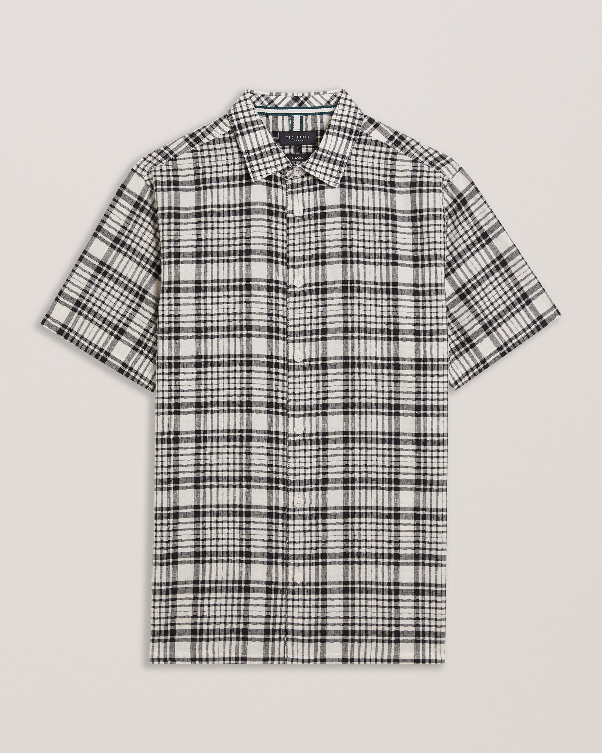 Men's Olivere-Ss Relaxed Fit Block Check Shirt Black