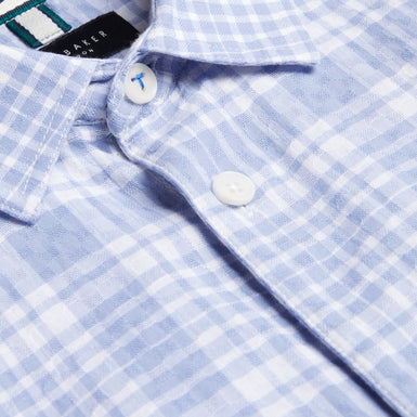 Men's Olivere-Ss Relaxed Fit Block Check Shirt Blue