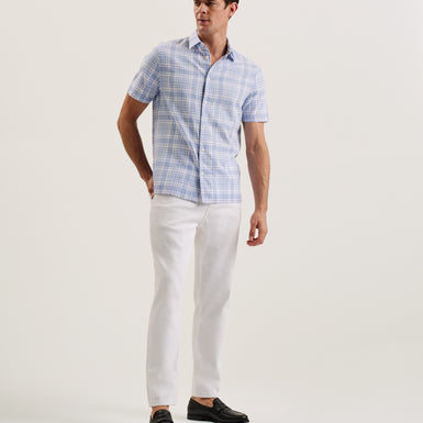 Men's Olivere-Ss Relaxed Fit Block Check Shirt Blue