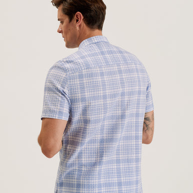 Men's Olivere-Ss Relaxed Fit Block Check Shirt Blue